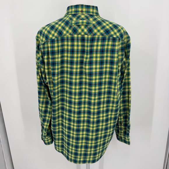 Duluth Trading Co Men's XL Extra Large Flannel Shirt Green/Yellow Plaid Cotton/P - Picture 3 of 6